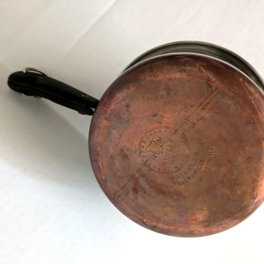 Copper Clad Revere Ware Stainless Steel Cooking Pot with lid VTG